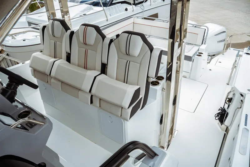 Slide: The Image of Open refrigerator on Jeanneau Leader 10.5 WA Series 2 boat, 2025 model. - 17