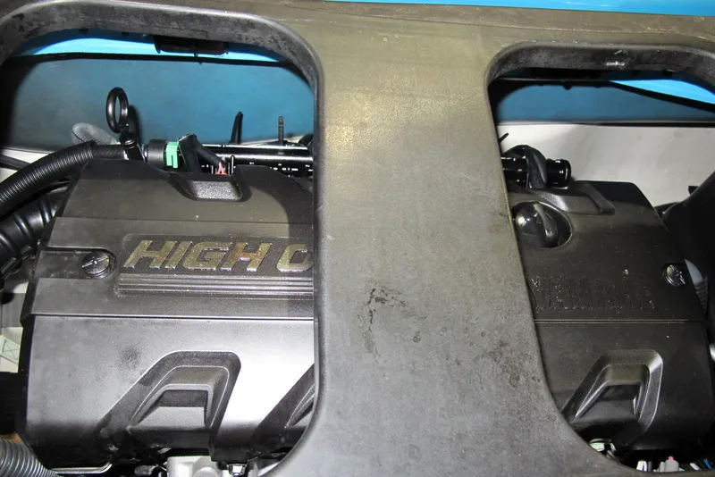 Slide: The Image of 2022 Yamaha WaveRunner VX Cruiser engine compartment, showcasing high output engine components. - 4