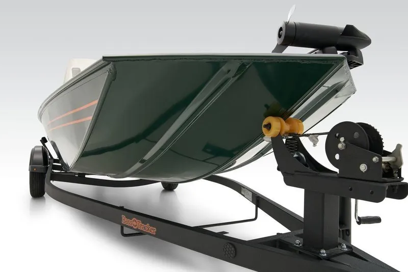 Slide: The Image of 2025 Tracker Bass Tracker Classic Limited boat on trailer, front view. - 4