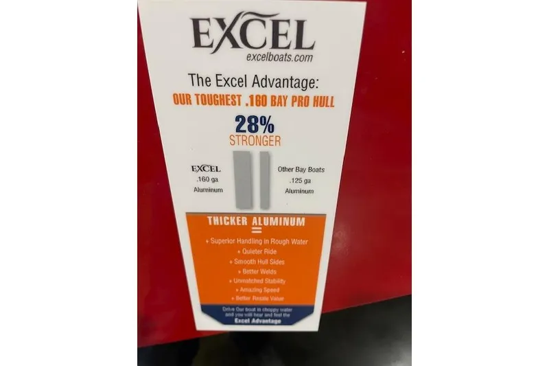 Slide: The Image of Excel EX203 2026 boat features a 28% stronger, thicker aluminum hull for superior performance. - 3