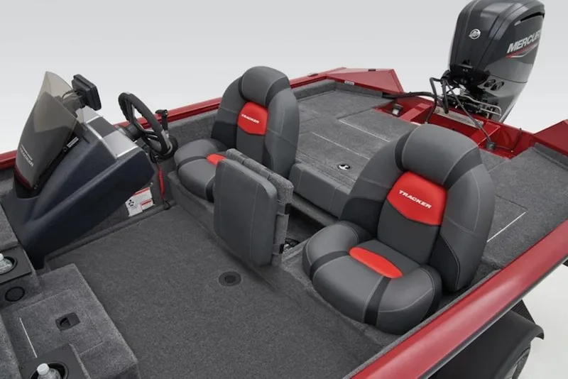 Slide: The Image of 2026 Tracker Pro Team 175 TXW boat interior with dual seats and steering console. - 7