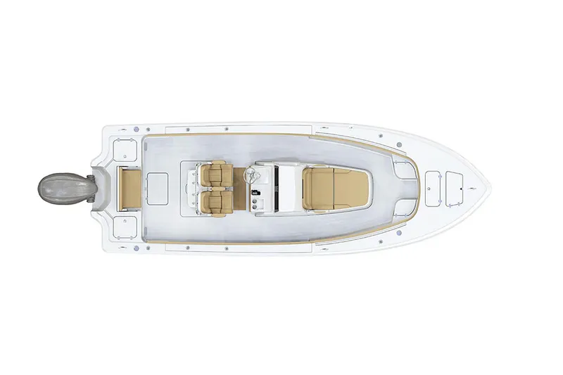 Slide: The Image of Manufacturer Provided Image: Top view of 2021 Sportsman Masters 267OE Bay Boat with tan seating. - 37