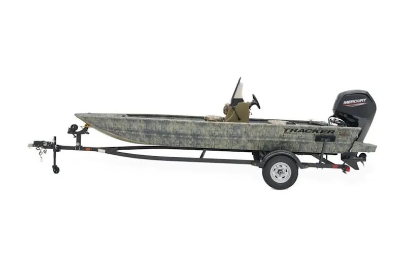 Slide: The Image of 2026 Tracker Grizzly 1860 Center Console boat on trailer, side view. - 5