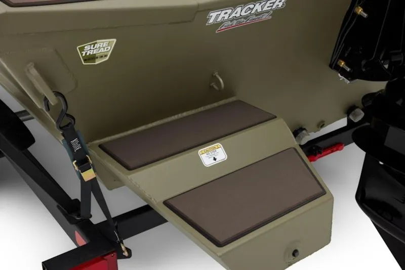 Slide: The Image of 2026 Tracker Grizzly 2072 Center Console boat with Sure Tread step detail. - 3