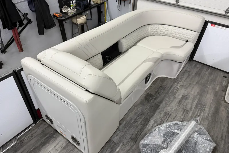 Slide: The Image of Steering console of 2021 Crest Caribbean LX 230 SLC boat with modern controls and gauges. - 10