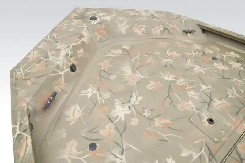 Slide: The Image of 2026 Tracker Grizzly 1754 SC boat with camouflage pattern deck design. - 6