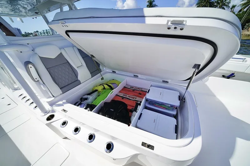 Slide: The Image of 2024 Invincible 35 Catamaran interior bathroom with modern fixtures and controls. - 13