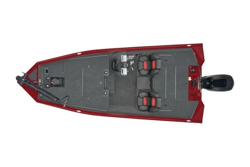 Slide: The Image of Top view of 2025 Tracker Pro Team 175 boat, featuring dual seats and motor. - 4