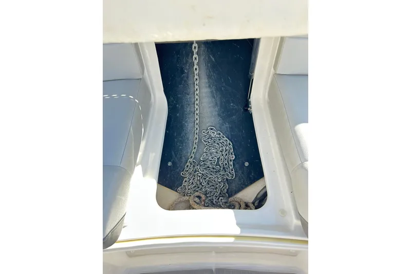 Slide: The Image of Anchor chain storage on 2020 Sea Ray SLX 310 boat. - 22