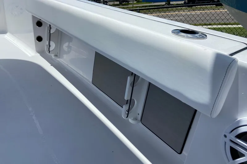 Slide: The Image of Interior view of a 2026 Sportsman Masters 227 Bay Boat, showcasing sleek design features. - 20