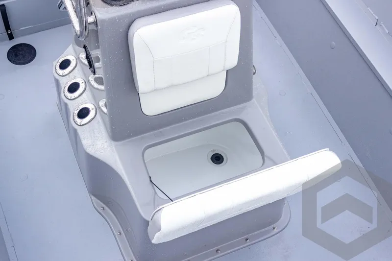 Slide: The Image of Interior of 2026 G3 Bay 20 boat featuring seating and storage compartment. - 29