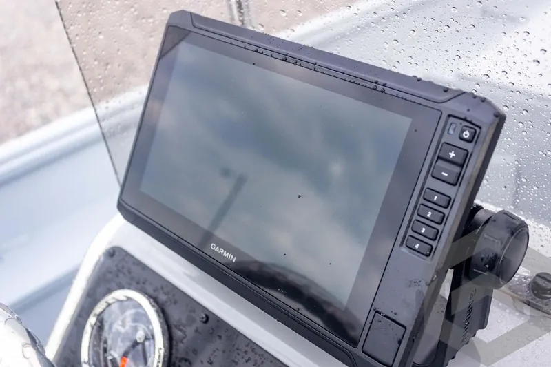 Slide: The Image of Garmin display on 2026 G3 Bay 20 boat, wet with raindrops. - 36