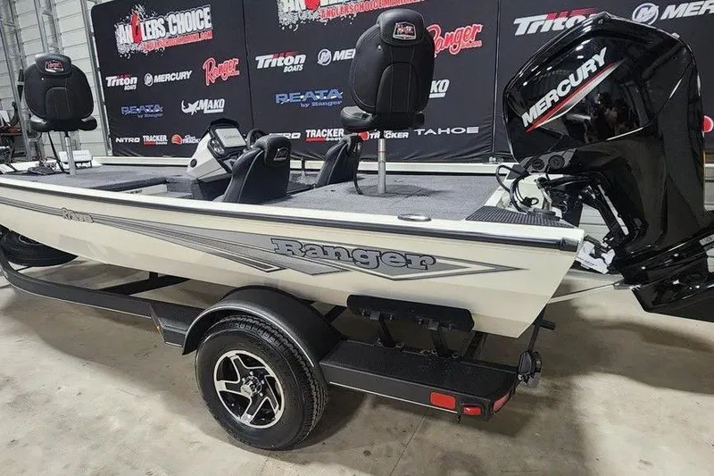 Slide: The Image of 2026 Ranger RT178 boat with Mercury engine on display at Anglers Choice event. - 5