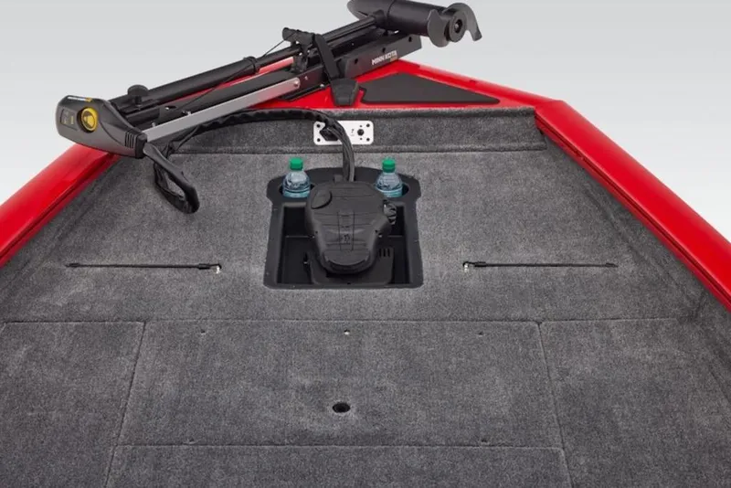 Slide: The Image of 2026 Tracker Pro Team 190 boat deck with trolling motor and storage compartments. - 3