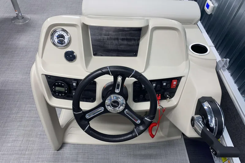 Slide: The Image of Steering console of 2026 SunChaser Vista 18 Fish boat with modern controls. - 8