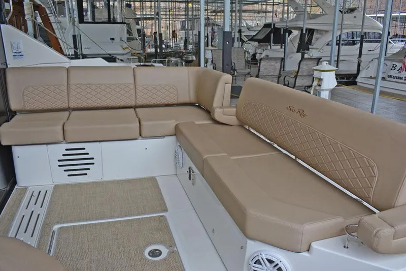 Slide: The Image of Luxurious interior of 2017 Sea Ray Sundancer 460 yacht with elegant white seating. - 18