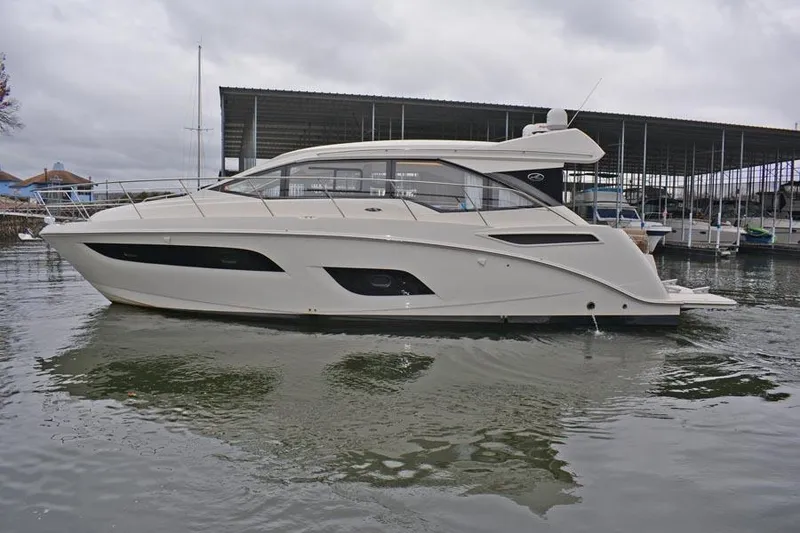 Slide: The Image of Luxurious bathroom in 2017 Sea Ray Sundancer 460 yacht with modern shower and glass sink. - 33