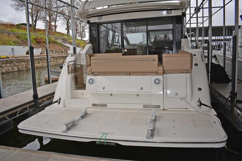 Slide: The Image of Luxurious bathroom interior of 2017 Sea Ray Sundancer 460 yacht with modern fixtures. - 34