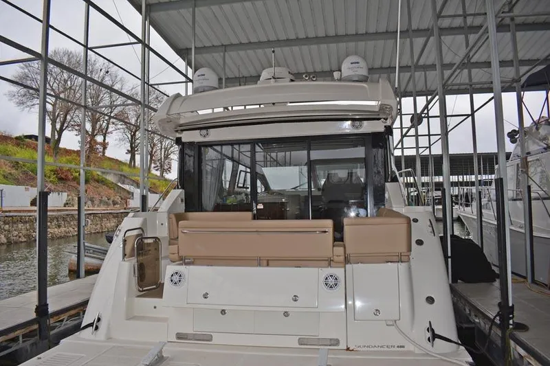 Slide: The Image of Luxurious bathroom in 2017 Sea Ray Sundancer 460 yacht with glass sink and shower. - 35