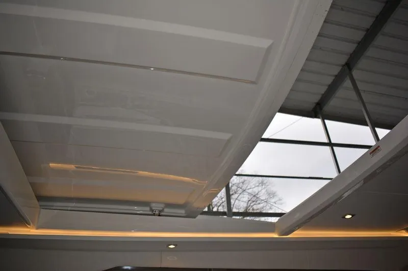 Slide: The Image of Engine room of 2017 Sea Ray Sundancer 460 yacht, showcasing mechanical components. - 45