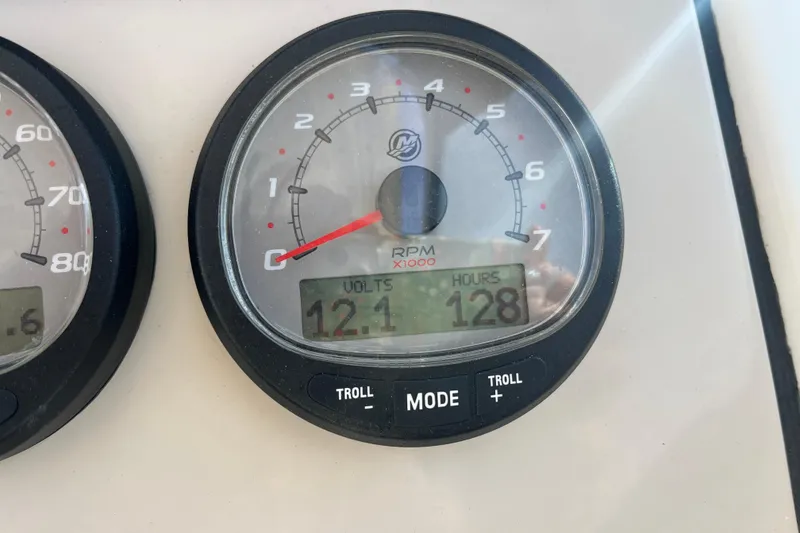 Slide: The Image of Interior view of a 2021 Boston Whaler 240 Vantage boat compartment. - 33