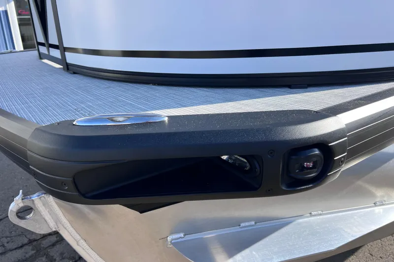 Slide: The Image of 2026 Viaggio V 20U pontoon boat bow detail with sleek design and modern features. - 28