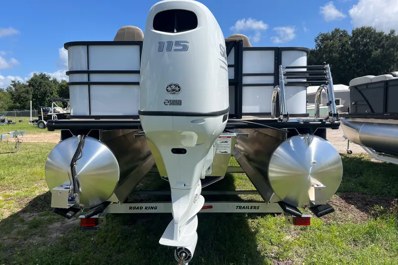 Slide: The Image of 2026 Sylvan Mirage Fish 820 Party Fish pontoon boat with powerful outboard motor. - 5