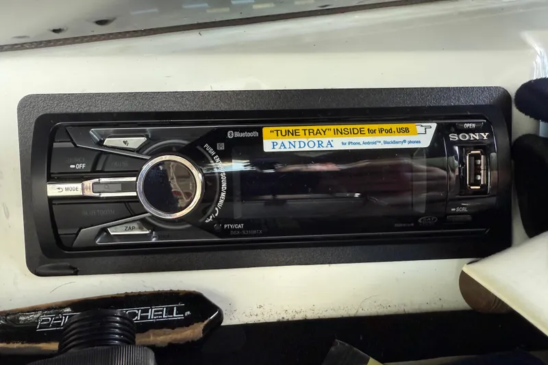 Slide: The Image of Sony car stereo with Bluetooth and USB in a 2015 Cobalt 200 boat. - 16