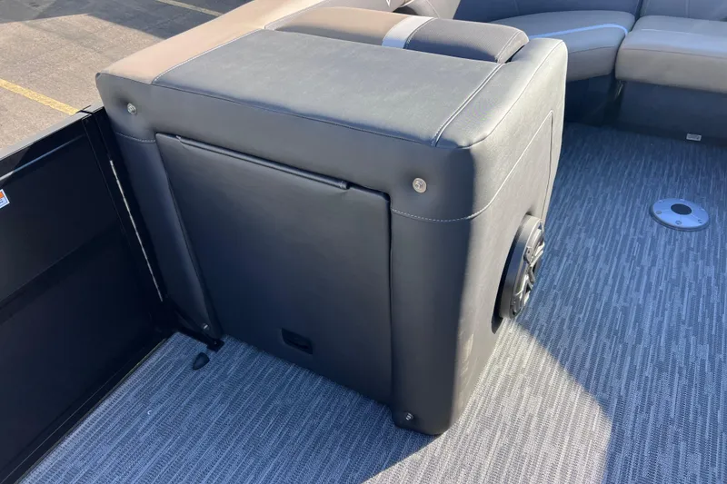 Slide: The Image of 2026 Viaggio X 22S Tritoon interior seating with sleek, modern design and durable upholstery. - 25