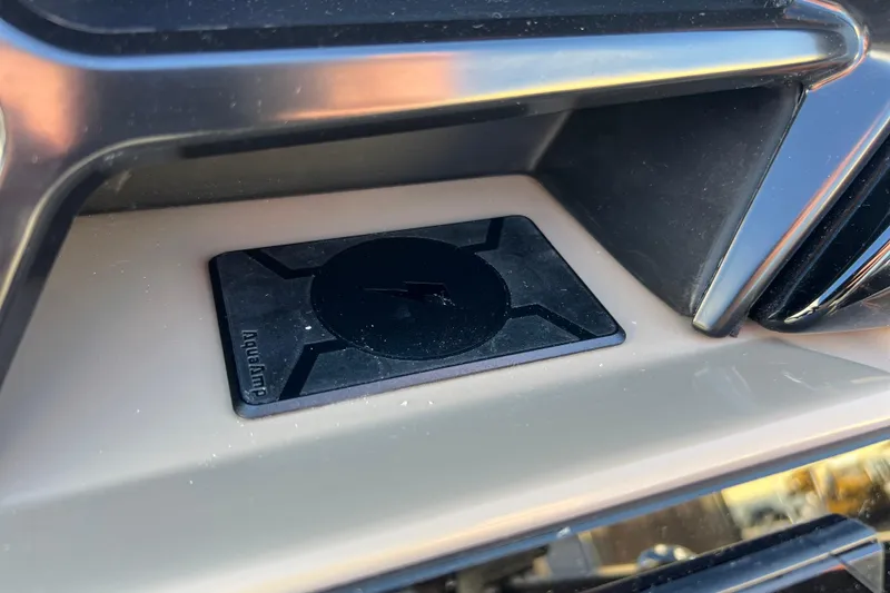 Slide: The Image of Close-up of 2026 Viaggio X 22S Tritoon dashboard with Aquatamp feature. - 35