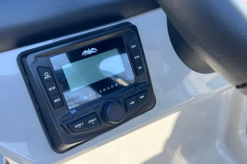Slide: The Image of Wet Sounds audio system in 2026 Harris 210 Cruiser SLDH boat dashboard. - 17