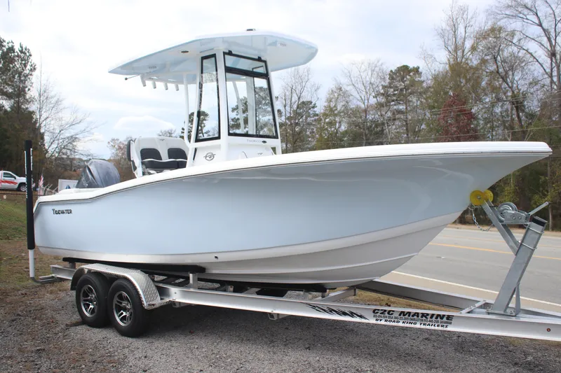 The Image of 2026 Tidewater 220 LXF boat on trailer, parked outdoors. - 0