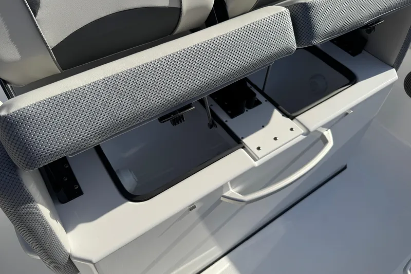 Slide: The Image of 2026 Scarab 235 Open SE boat seat with storage compartment, featuring sleek design and modern materials. - 14