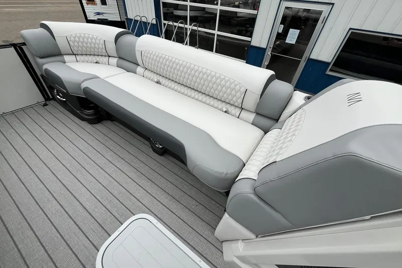 Slide: The Image of 2026 Avalon Catalina Versatile Rear Bench with luxurious gray and white seating. - 25