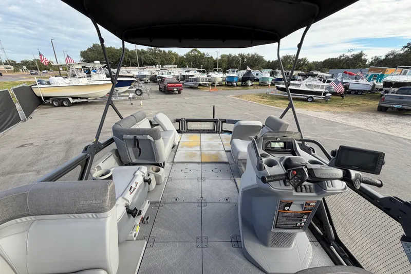 Slide: The Image of Dashboard of 2022 Sea-Doo Switch Sport 21, displaying speedometer and controls. - 20
