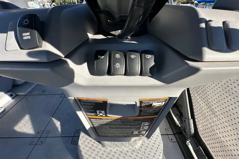 Slide: The Image of 2022 Sea-Doo Switch Sport 21 interior with modular seating and spacious deck layout. - 27