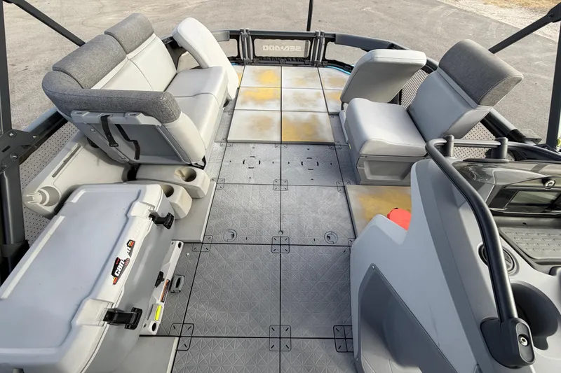 Slide: The Image of 2022 Sea-Doo Switch Sport 21 interior with spacious seating and modern design. - 28