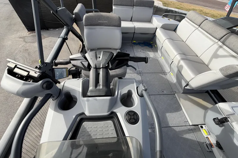 Slide: The Image of Engine compartment of a 2022 Sea-Doo Switch Sport 21, showcasing intricate components and hoses. - 44
