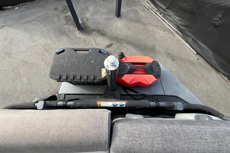Slide: The Image of 2022 Sea-Doo Switch Sport 21 trailer detail with orange reflector and serial number. - 50