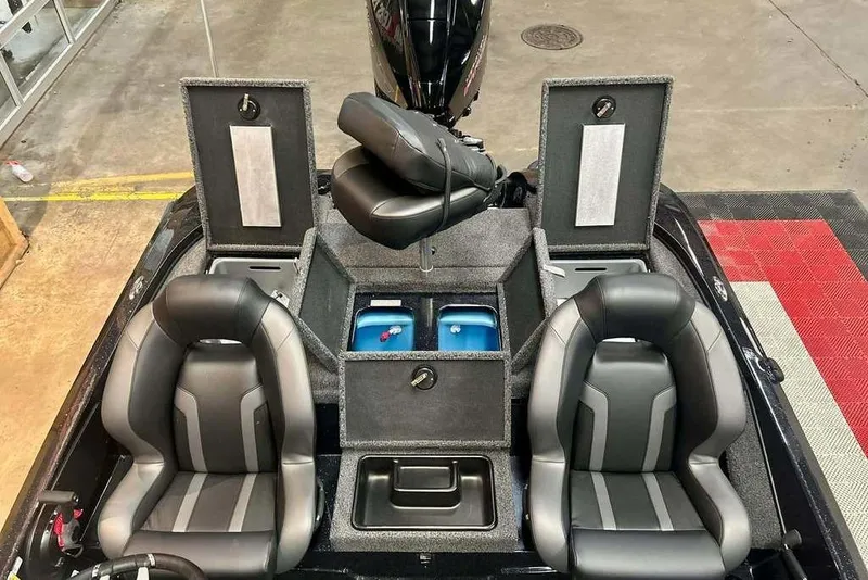 Slide: The Image of 2026 Nitro Z18 Pro boat interior with dual seats and storage compartments. - 14