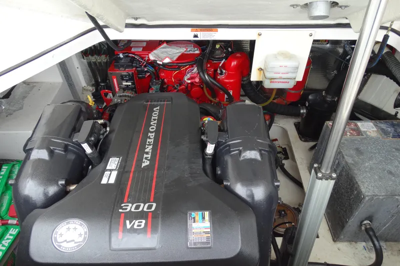 Slide: The Image of Engine compartment of a 2013 Regal 28 Express with Volvo Penta 300 V8 engine. - 34