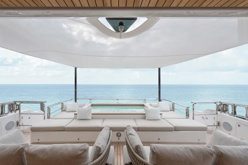 Slide: The Image of Luxurious 2025 Alpha Squalo yacht deck with ocean view and elegant seating. - 35
