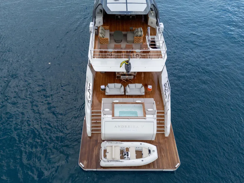 Slide: The Image of Luxurious 2025 Alpha Squalo Co Ownership yacht with deck, jacuzzi, and tender boat. - 7