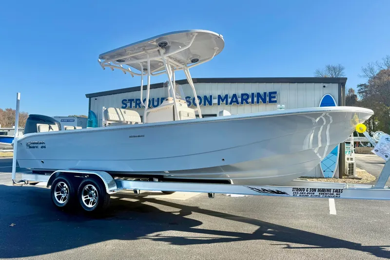 Slide: The Image of 2026 Carolina Skiff 24 Ultra Elite boat on trailer at Stroud & Son Marine. - 7