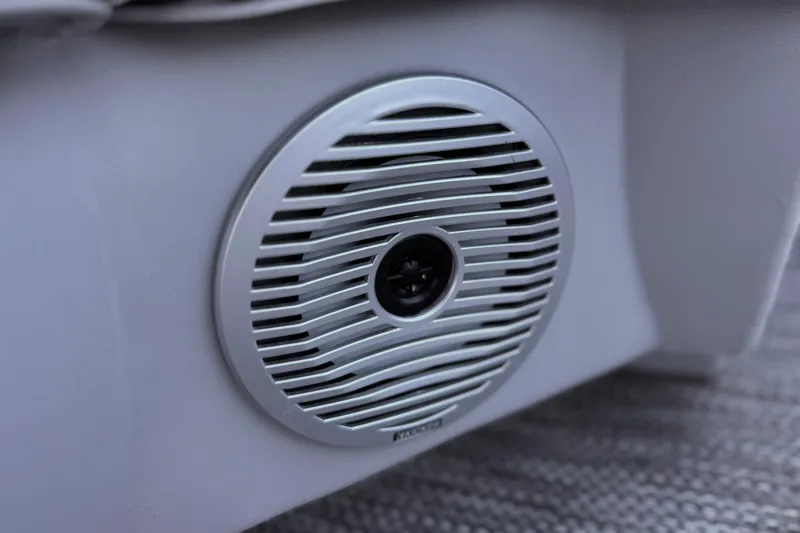 Slide: The Image of Close-up of a speaker on a 2023 Bennington 22 XSR boat. - 13