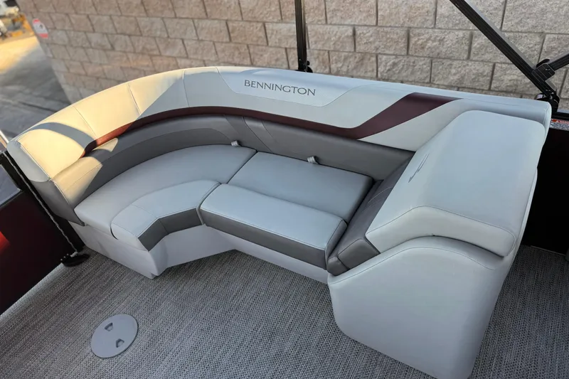 Slide: The Image of Luxurious seating on 2023 Bennington 22 XSR boat, featuring elegant design and comfort. - 18