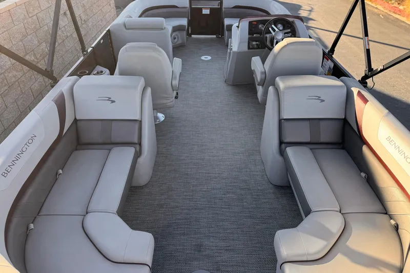 Slide: The Image of 2023 Bennington 22 XSR boat interior with plush seating and modern design. - 20