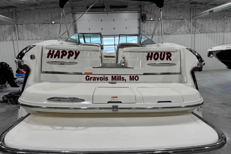 Slide: The Image of 2005 Cobalt 282 boat named "Happy Hour" in Gravois Mills, MO garage. - 5