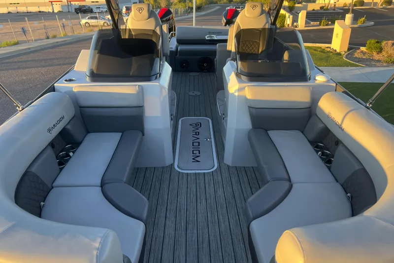 Slide: The Image of Luxurious Paradigm 27SST boat interior with sleek seating, 2025 model. - 4