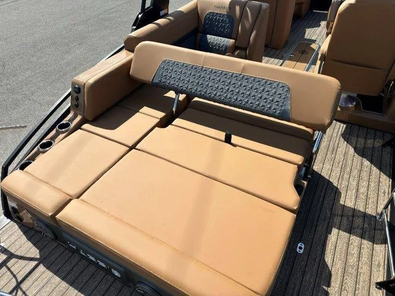Slide: The Image of Luxurious lounge seating on Harris Solstice 230 SL 2026 pontoon boat. - 18